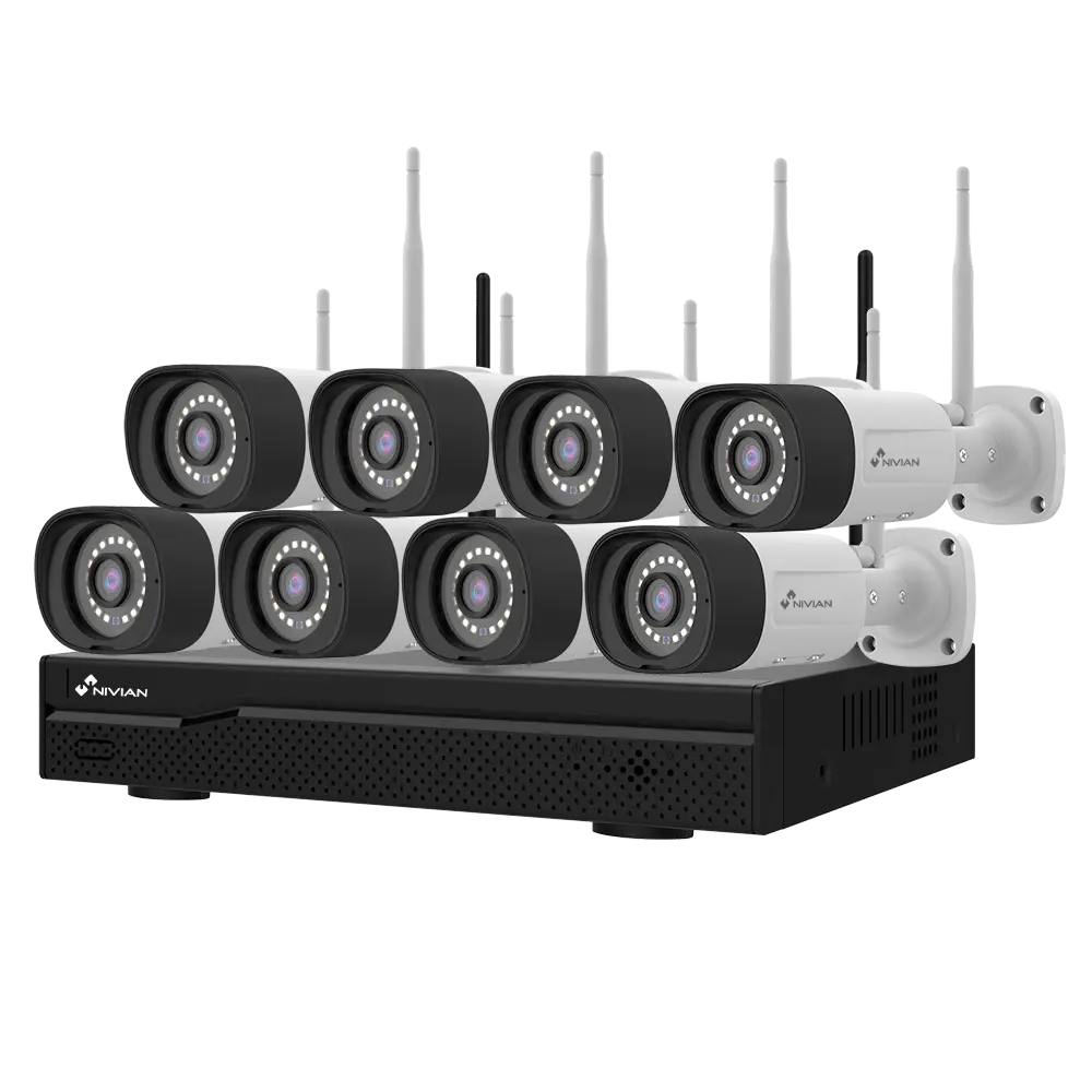 Nivian - Kit WiFi 8 Caméras 3MP + Enregistreur 16 canaux Sécurité Max