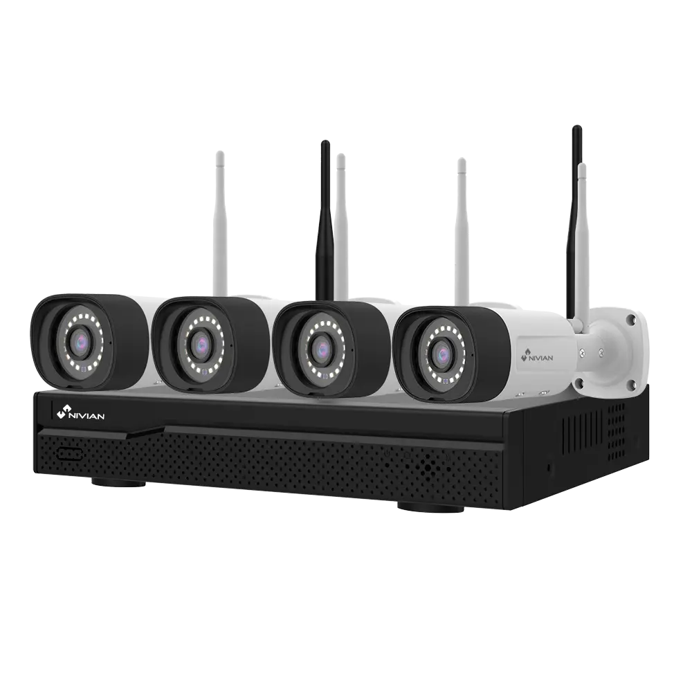 Nivian - Kit caméras WiFi 4 Caméras 3MP avec Enregistreur 16 Canaux Sécurité Max