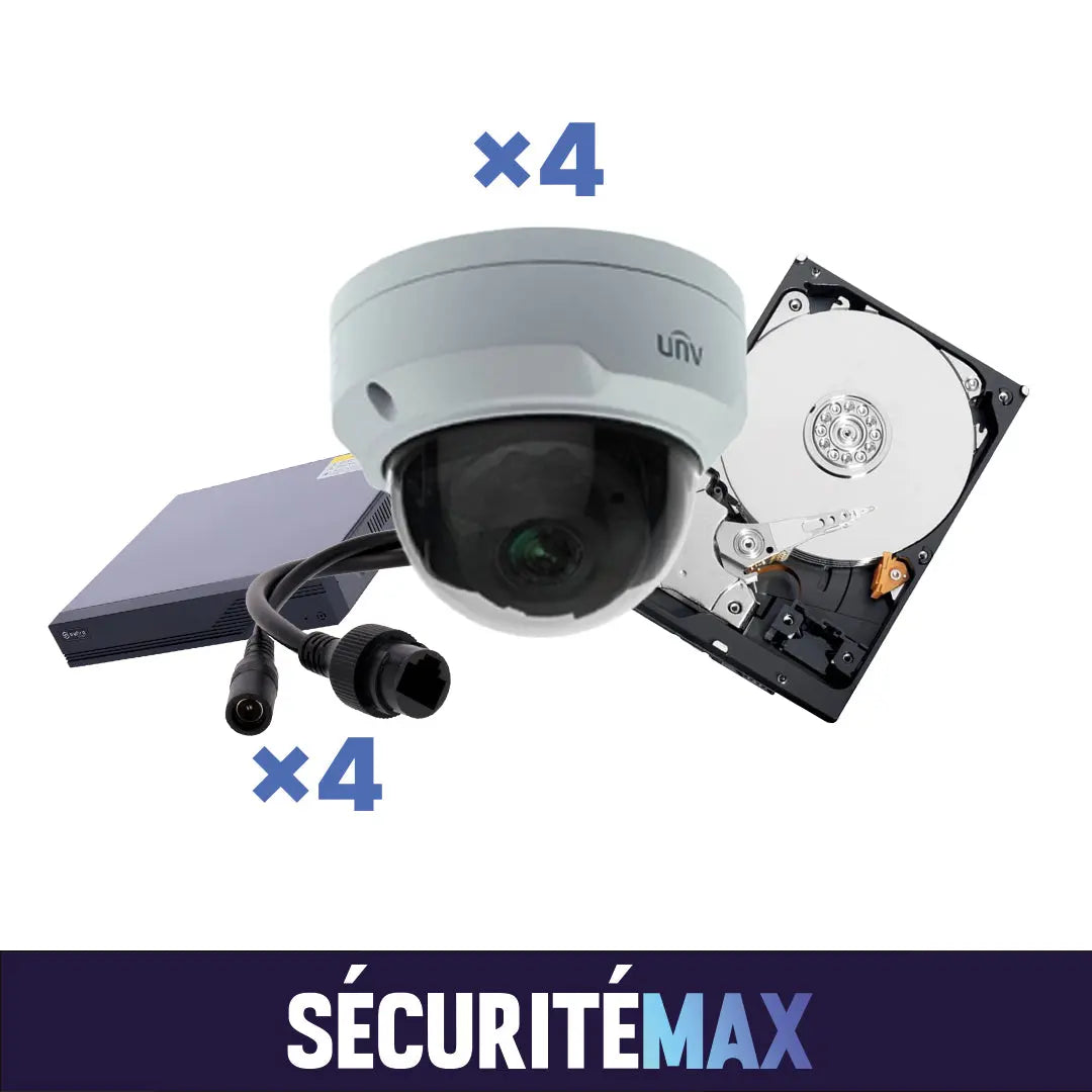 Pack Sécurité Maison – 4 Caméras Dôme 5MP + Enregistreur & Stockage Sécurité Max